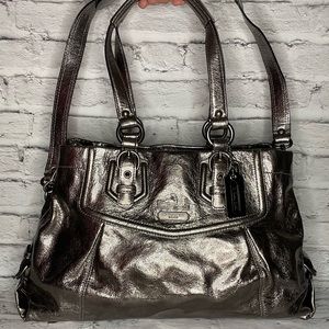 Coach Purse Metallic Silver Satchel Shoulder Bag/Tote Bag 15673